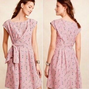 Anthropologie | Maeve Bathing Beauty Pink Tie Front Dress with Pockets Size 6